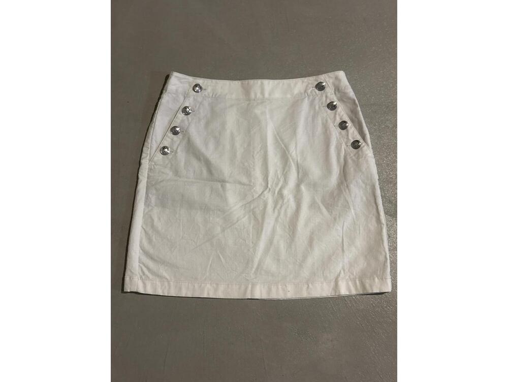 Loft White Mini Skirt with Silver Button Details